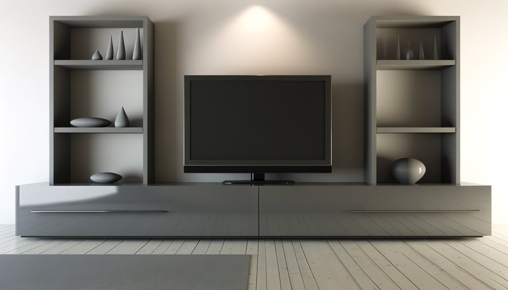 stylish grey television stand