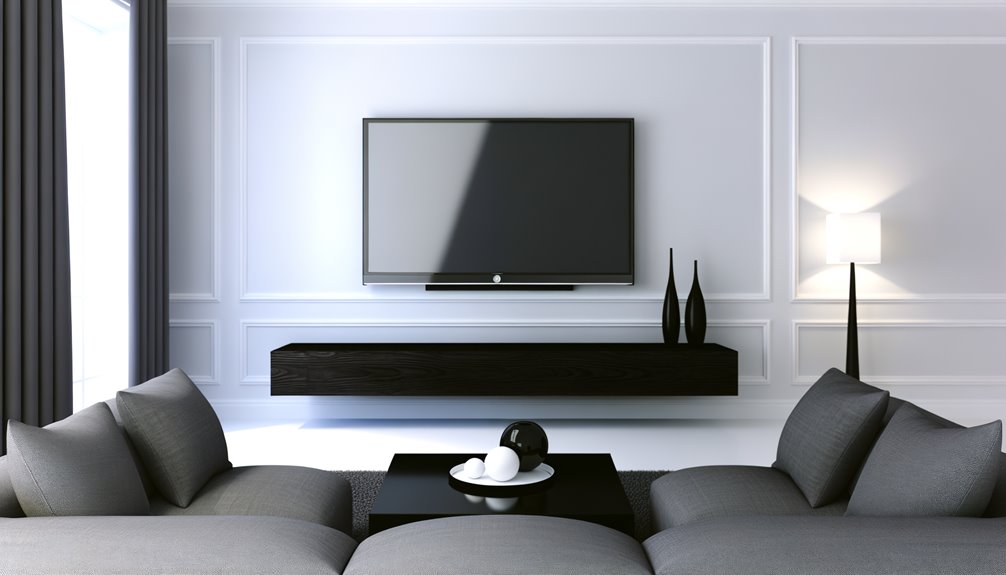 television affixed to wall